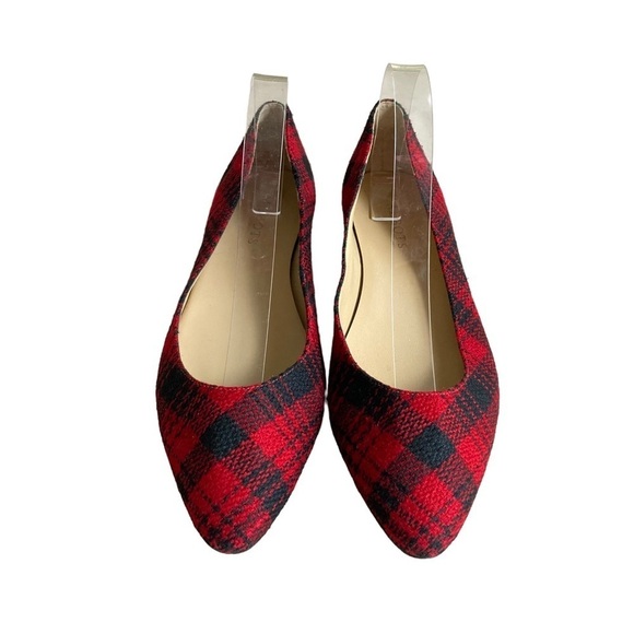 Talbots Red/Black Plaid Pointy Toed Ballet Flats - Picture 4 of 13